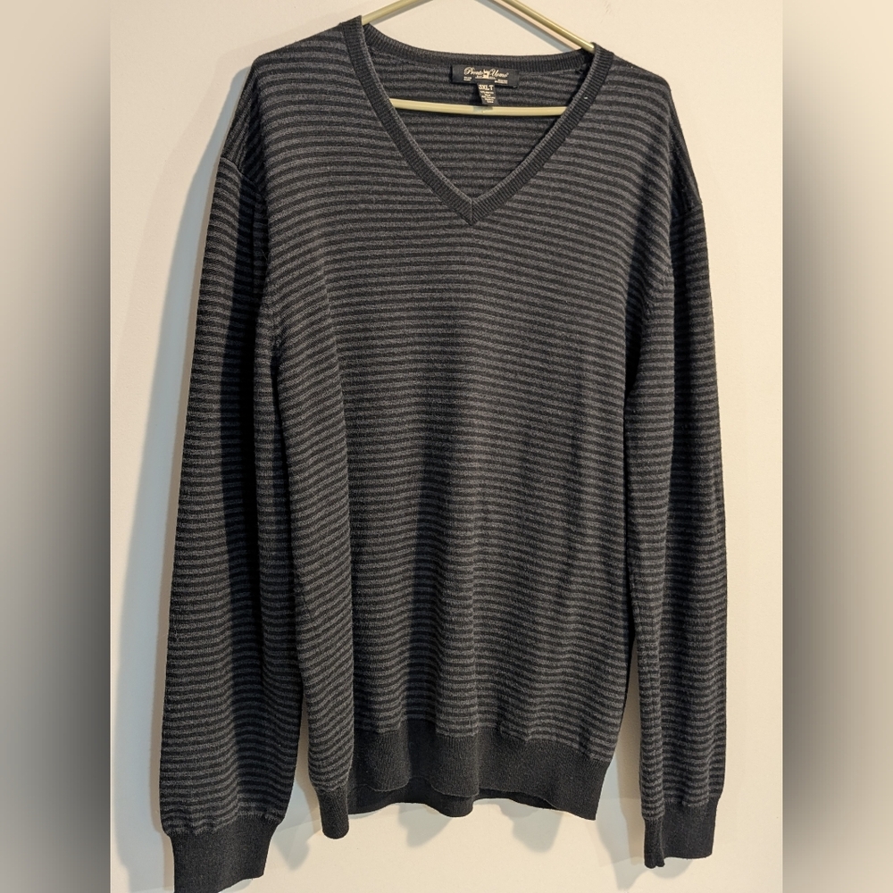 Pronto Uomo  55%  merino wool  45% Acrylic sweater. 3XLT. Striped. GUC.